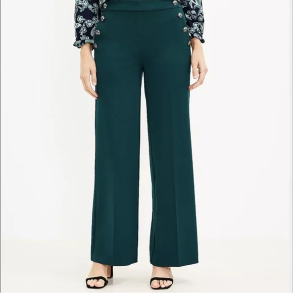 LOFT Pants - LOFT Emerald Green Sailor Pants Wide Leg Trousers Women Size 2